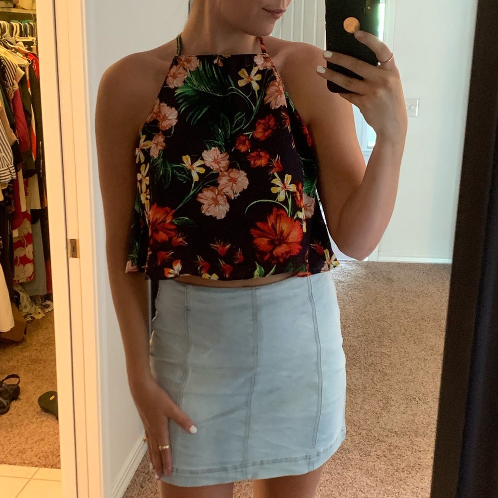 Lush open back floral crop top